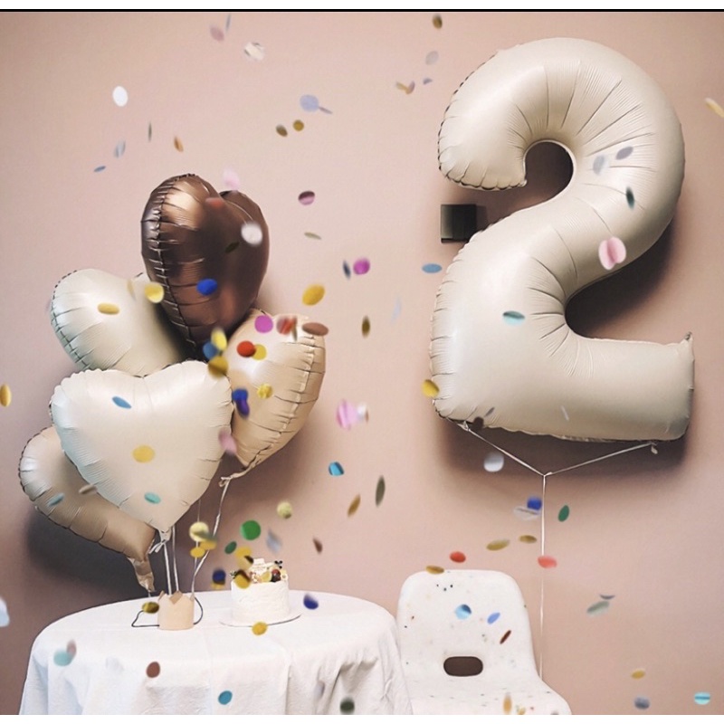 [พร้อมส่ง] ลูกโป่งฟอยล์ ลูกโป่งฟอยล์ตัวเลข หัวใจลูกโป่งฟอยล์ สีคาราเมล ขนาด 40นิ้ว พร้อมส่ง