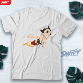 เสื้อยืด พิมพ์ลายหุ่นยนต์อนิเมะ Astro Boy flying jet สไตล์ญี่ปุ่น BAJU DISTRO