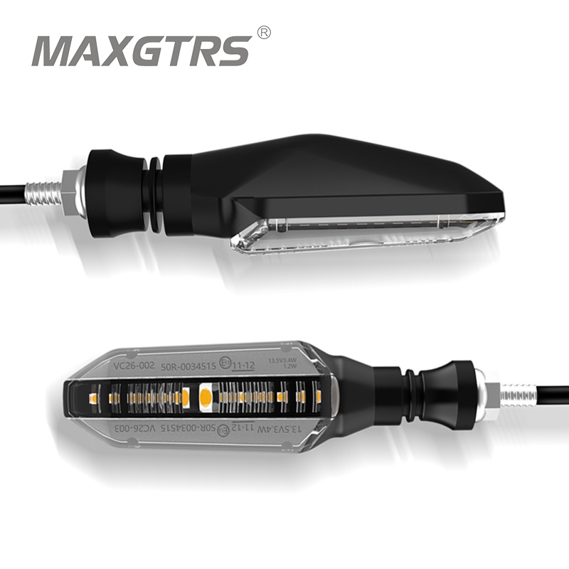 Maxgtrs ไฟเลี้ยว Led 12 ดวง M10 สําหรับรถจักรยานยนต์ Kawasaki Honda Yamaha Suzuki 2 ชิ้น
