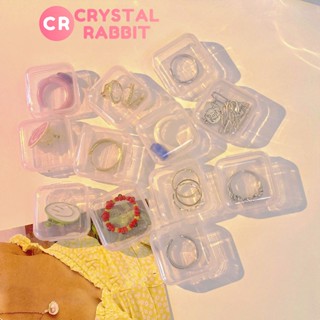 CRYSTAL RABBIT กล่องพลาสติกใส กล่องเก็บเครื่องประดับ ขนาดเล็ก แบบพกพา ป้องกันฝุ่น สีโปร่งใส