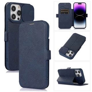 ใหม่ เคสโทรศัพท์มือถือหนัง ฝาพับ ป้องกันเลนส์กล้อง สีโรสโกลด์ พร้อมช่องใส่บัตร สําหรับ IPhone 15 14 Plus 13 12 11 Pro Max