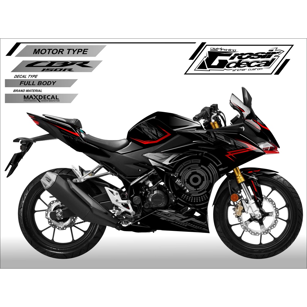 สติ๊กเกอร์รูปลอกสติ๊กเกอร์ CBR 150R ใหม่ 2021 - 2022 สติ๊กเกอร์รูปลอกสีดํา CBR 150R 2021 - 2022 สีดํ