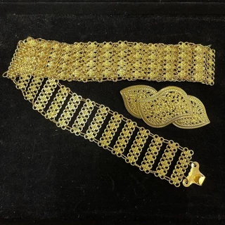 Vintage Jewelryเข็มขัดใส่กับชุดไทย เข็มขัดสีดำ เอว 41 นิ้ว