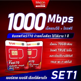 เลือกเบอร์ Set1  ซิมเทพ ทรู Fast 70  โทรฟรีในเครือข่าย 1ปี โปรเน็ต 70GBทุกเดือน สูงสุดความเร็ว1000Mbps ส่งฟรี ตัวแทนทรู