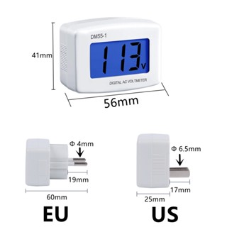 DM55-1 AC 110V 220V Digital Voltmeter EU US Plug Volt Meter Socket Voltage Tester LCD Display Voltage Meter  Wall Flat Voltage Meter