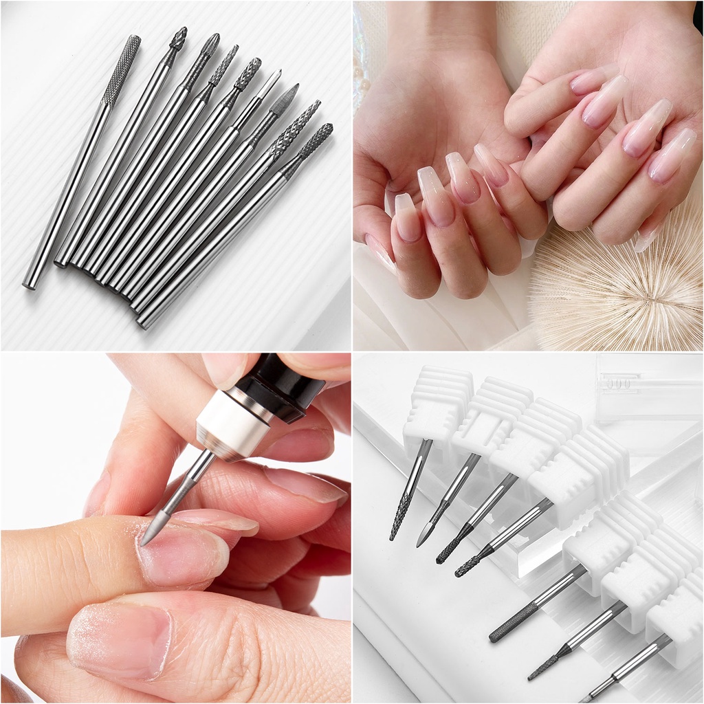 LUSLUKING ทังสเตนคาร์ไบด์เจาะเล็บไฟล์เล็บสําหรับยาทาเล็บเจลยูวีลบหนังกําพร้า เครื่องขัดเล็บเหล็กทังสเตน หัวเจียเล็บ แยกหัว - รูปที่ 5