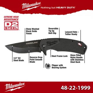 Milwaukee FASTBACK 48-22-1999 ขนาด 3-1/2" EXTREME WEAR RESISTANCE D2 STEEL / Knife มีดพับ งานช่าง