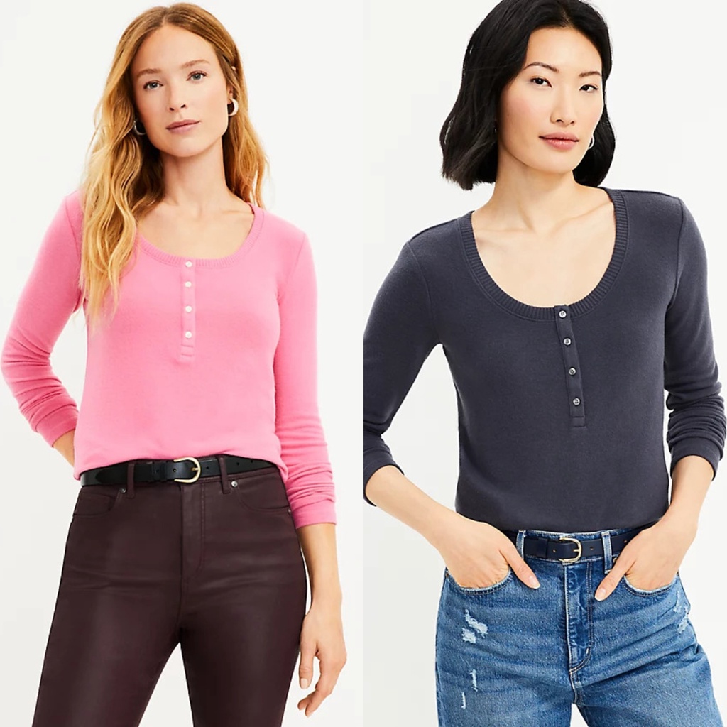 Original Women& 39;s Top Henley Jersey LOFT Blouse