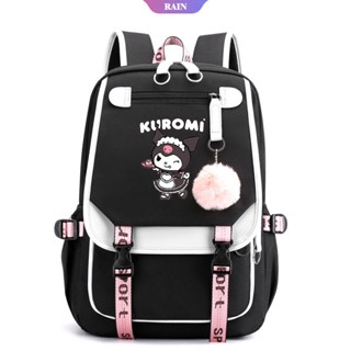 ใหม่ กระเป๋าเป้สะพายหลัง ลายการ์ตูนอนิเมะ Sanrio Kuromi ความจุเยอะ สําหรับนักเรียนมัธยมต้น [RAIN]