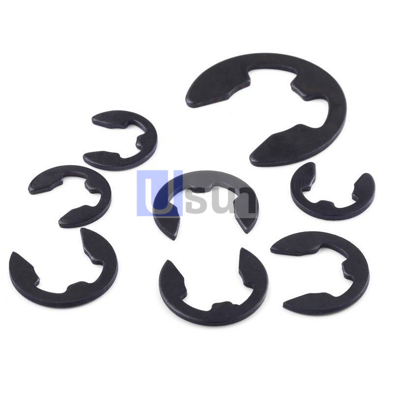 คลิปล็อค แหวนล็อค กิ๊ปล็อค แกน เกือกม้า Circlip External Ring เบอร์ M1.2 ถึง M22 #E clip ดำ (1 ตัว)