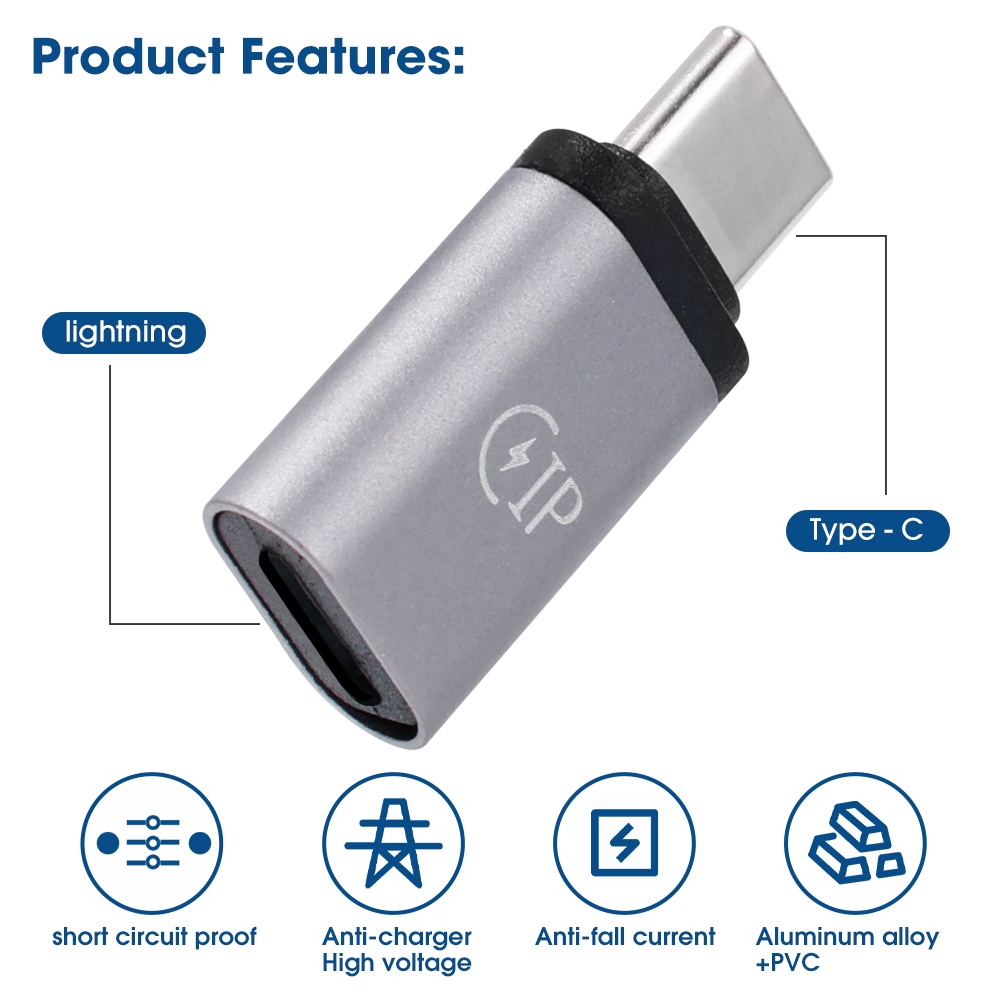 อะแดปเตอร์แปลงสายเคเบิ้ล USB C เป็น Lighting อเนกประสงค์ ตัวผู้ เป็นตัวเมีย