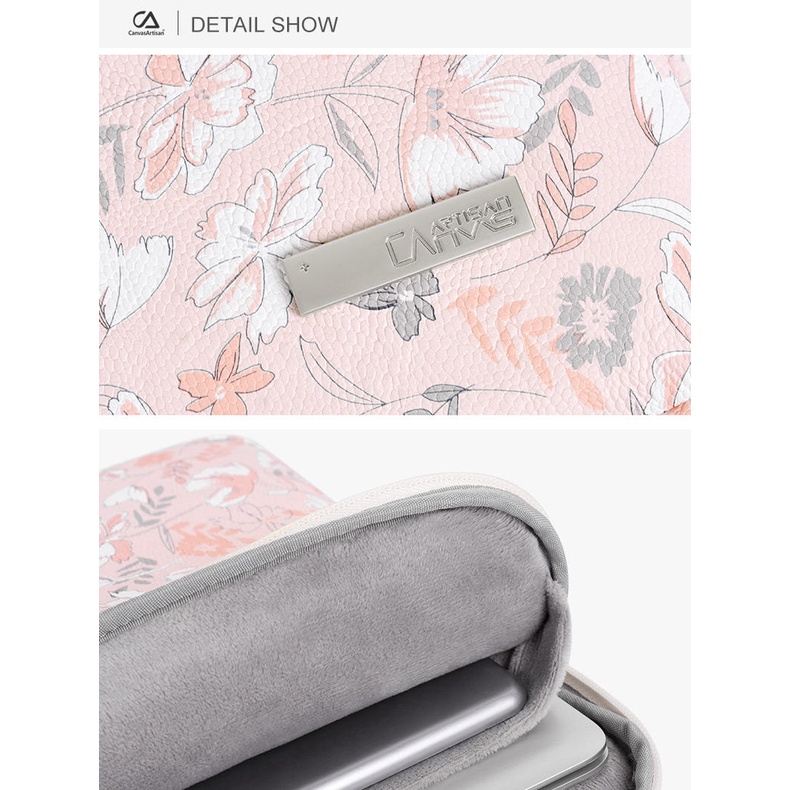 vfk_yomxw4CanvasArtisan Pink Floral Pattern Laptop Sleeve Bag Set Waterproof Leather Cover Case for Matebook Air Pro Tab #8