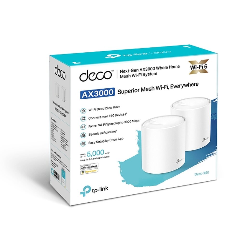 TP-Link Deco X60 PACK2 AX3000 WIFI 6 Whole Home Mesh Wi-Fi System Lifetime Warranty