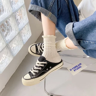 พร้อมส่งจากไทย ถุงเท้าข้อกลาง แฟชั่น ถุงเท้าลายทาง สไตล์ญี่ปุ่น ใส่ได้ทั้ง ช/ญ🌈