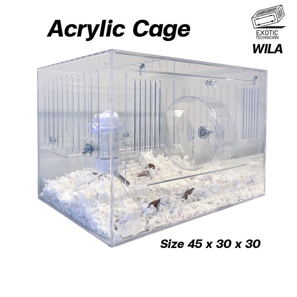 กรงอะคริลิค ขนาด 45*30*30 cm. สำหรับสัตว์เลี้ยง หนูแฮมสเตอร์ เม่นแคระ ดอร์เมาส์  Acrylic Cage By Exo