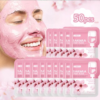 50pcs LAIKOU Japan Sakura Mud Face Mask Anti Wrinkle Night Facial Pack Skin Clean Dark Circle Moisturize Anti-Aging For