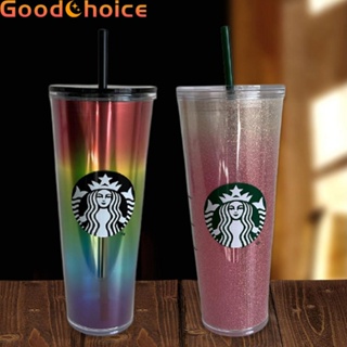 【Good】1PCS Starbucks Doublelayer 700ml  Transparent Plastic Straw Cup With lid Portable Brand New lCOELr uHJPOan UGGVJb【Ready Stock】