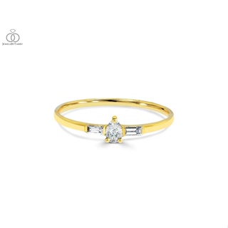 Tarry แหวนทองคำแท้ 9K ฝังเพชรแท้ น้ำ 97 แหวนเพชรหยดน้ำ สไตล์โมเดิล แหวนแต่งงาน แหวนหมั้น แหวนคู่รัก