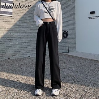 DaDulove💕 New Korean Version Ins Black Jeans Loose High Waist Womens Wide Leg Pants Large Size Straight Pants