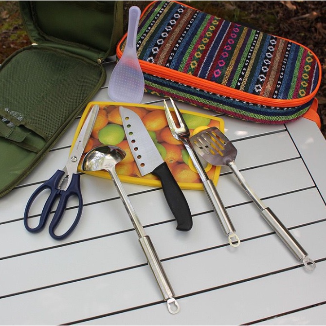 ชุดเครื่องครัว CLS ปิคนิค✨อุปกรณ์ทำอาหารกิจกรรมกลางแจ้ง 9ชิ้น มีกระเป๋า 3 ลาย *สินค้ามีพร้อมส่ง* KITCHEN SET - รูปที่ 6