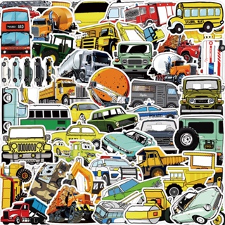 พร้อมส่ง BUS CAR รถโรงเรียน รสบัส vintage แผ่น sticker กันน้ำ สติ๊กเกอร์ ใช้ซ้ำได้ กระโปรงหลังรถ รถตำรวจ 50pcs