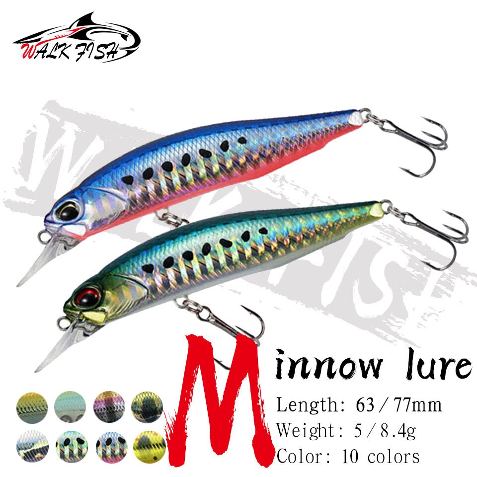 เดินปลา 1PCS Suspending Minnow Fishing Lure 5g 8.4g Wobblers ประดิษฐ์ญี่ปุ่น Hard เหยื่อฤดูหนาว Deep Sea Fishing Tackle