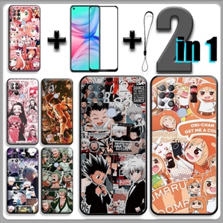 2 IN 1 เคสเซรามิค กันรอยหน้าจอ พร้อมกระจกนิรภัย ลายการ์ตูนอนิเมะ สําหรับ Tecno Pova