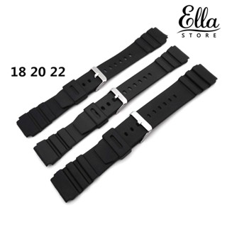 Ellastore123 สายนาฬิกาข้อมือยางซิลิโคน กันน้ํา สีดํา สําหรับผู้ชาย 18-22 มม.