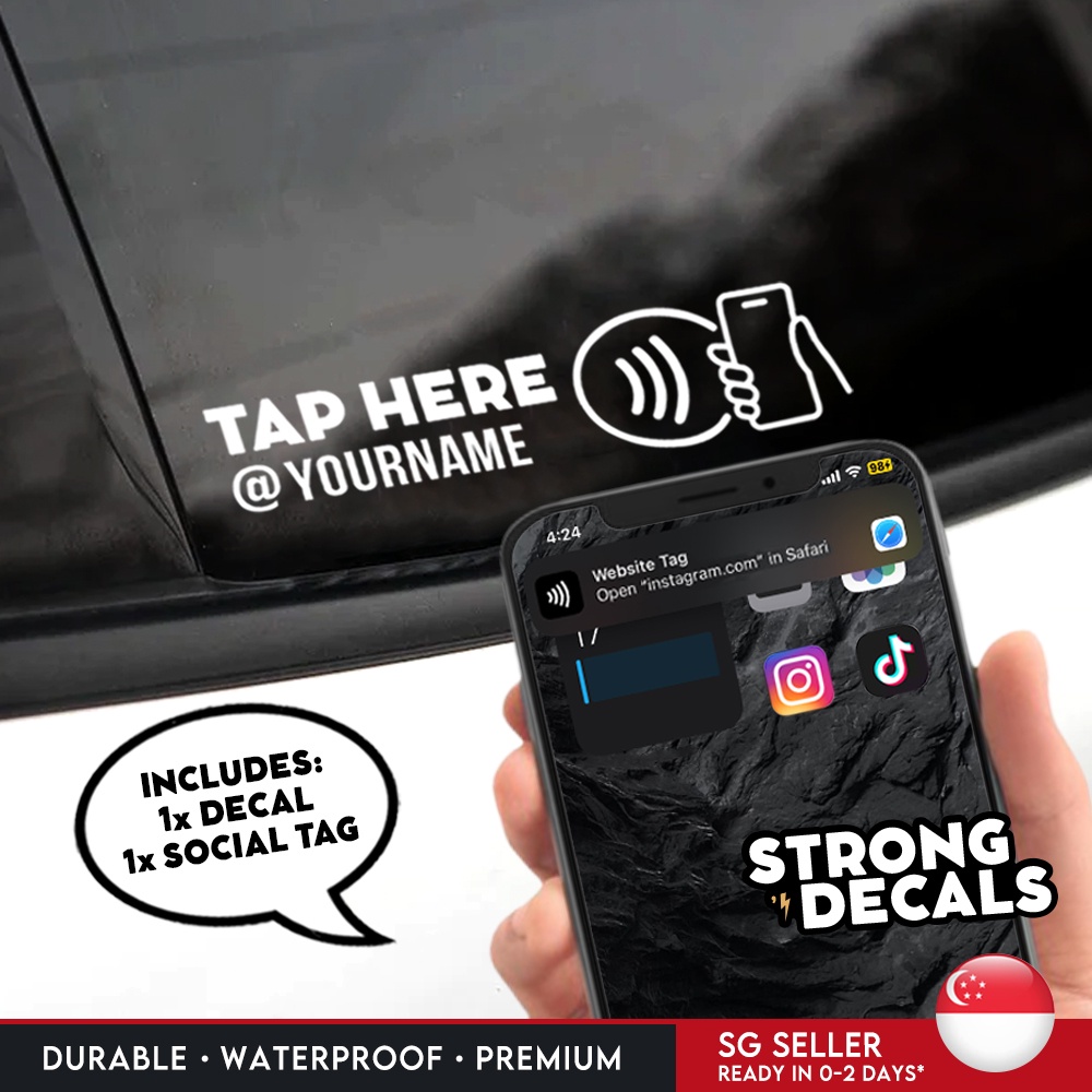 [ผู้ขาย SG] สติ๊กเกอร์ Insta Social Tag สําหรับรถยนต์ NFC