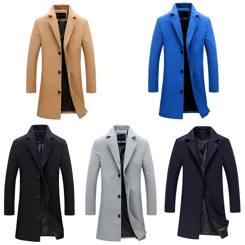 Classic Men's Overcoat Korean style temperament Coat long single-breasted trench coat woolen large size casual style