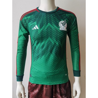 เสื้อกีฬาแขนยาว ลายทีมฟุตบอล World Cup Qatar Mexico 2022 ชุดเหย้า