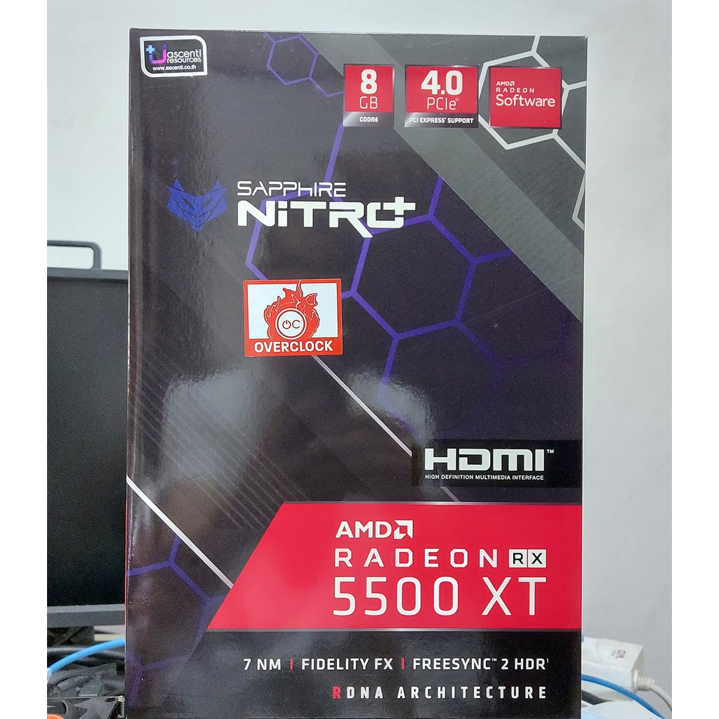 การ์ดจอ VGA SAPPHIRE NITRO RX 5500 XT 8GB GDDR6 (มือสอง)