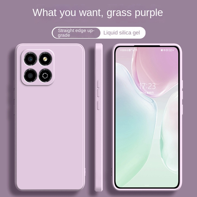 Honor X6b X6a X6 4G 2022 X8 5G X7 X9 5Gซิลิโคนเหลวขอบตรงเคสโทรศัพท์สีลูกกวาดซิลิโคนTPUปกหลัง