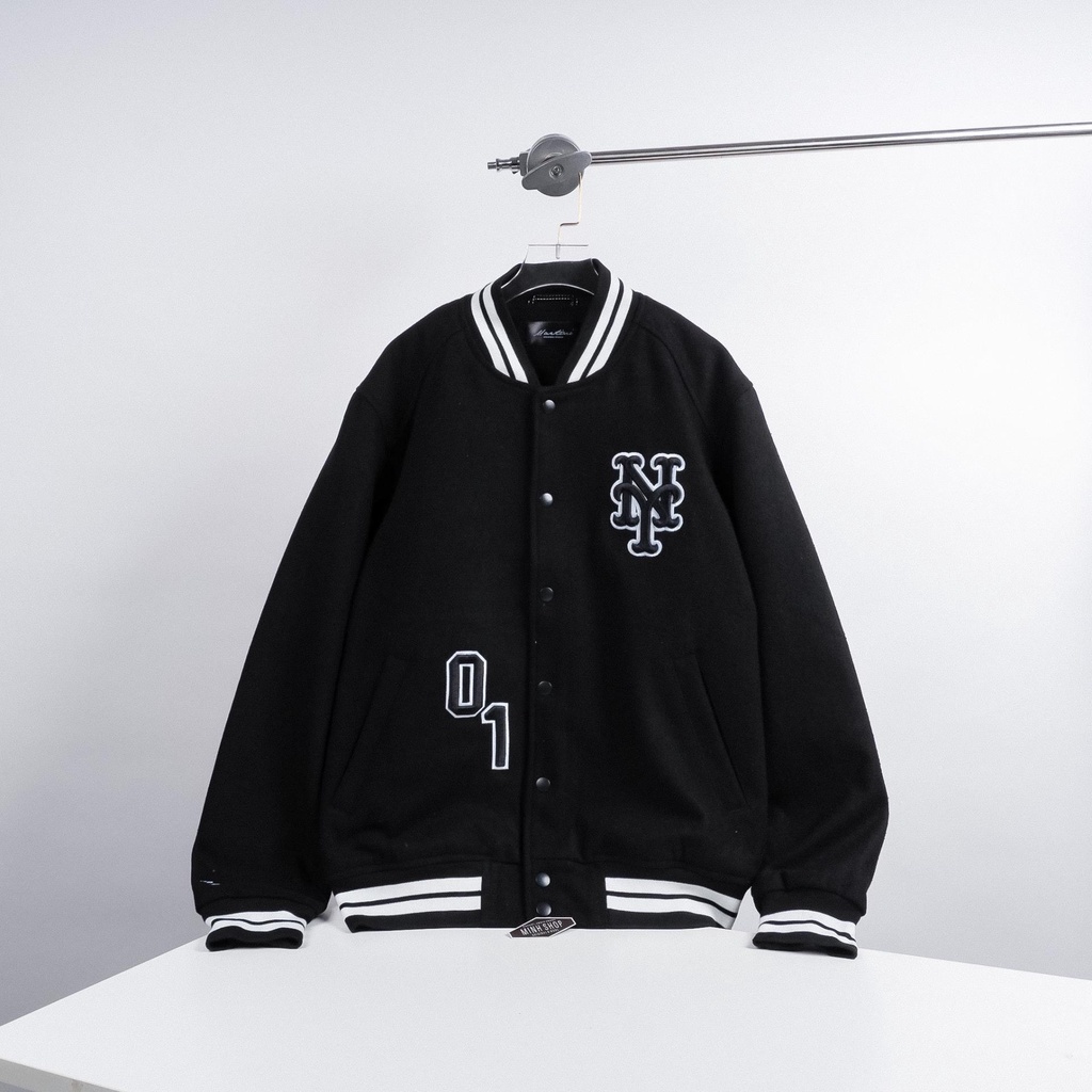 [ของแท้] Varsity Martiny x MLB New York Baseball Jacket สีดํา 2022