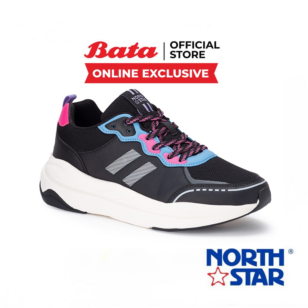 Bata บาจา ยี่ห้อ North Star รองเท้าผ้าใบแบบผูกเชือก สนีคเกอร์แฟชั่น ใส่สบาย ดีไซน์เท่ห์  สำหรับผู้หญิง รุ่น HARUMI สีดำ 5206050