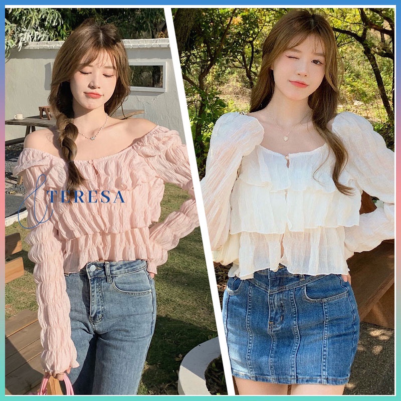 เสื้อชีฟองแขนยาวหวานๆ