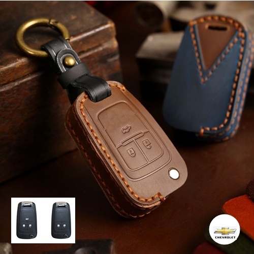 ซองหนังแท้ ใส่กุญแจรีโมทรถยนต์ รุ่นหนังกลับ Chevrolet Captiva,Cruze,Colorado,Trailblazer,Sonic พับข้าง 2,3 ปุ่ม