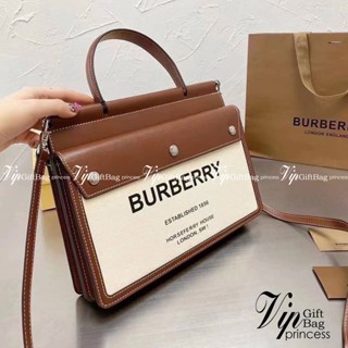 BURBERRY Horseferry Print Title Bag with Pocket Detail กระเป๋าสะพายโทนสีผู้ดี ดีต่อใจ ใบใหญ่กำลังดี จุของได้เยอะ