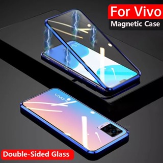 เคสโทรศัพท์ฝาพับกระจก สองด้าน มีแม่เหล็ก โลหะ กันกระแทก 360 องศา สําหรับ Vivo V23 V21 V20 V21E Y31 Y51 2020 Casing Hp VivoV21 VivoV23 VivoY31 VivoY51 5G° ฝาครอบป้องกัน แบบแข็ง