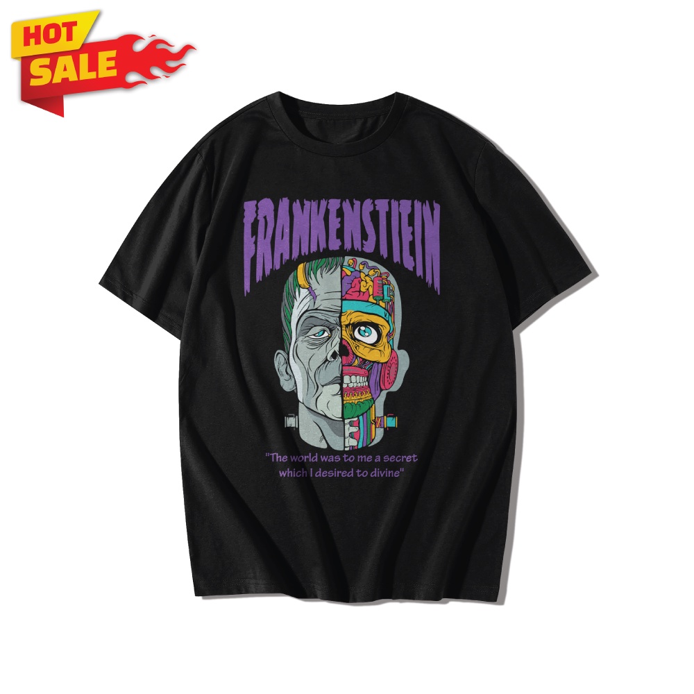 LOWRIDER เสื้อยืดคอตต้อนแท้ ไม่หด ไม่ย้วย ลายสกรีน Frankenstien (แขนสั้น)