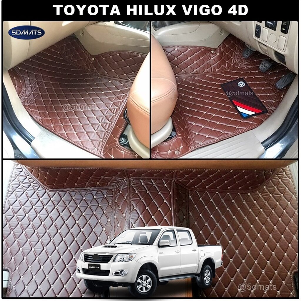 พรมปูพื้นรถยนต์6D TOYOTA VIGO 4ประตู พรม6D QX หนังหนานุ่ม เต็มคัน (3ชิ้น)
