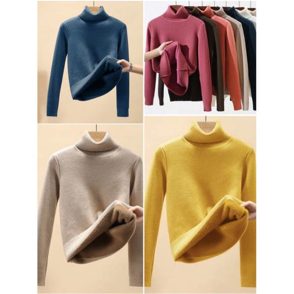 เสื้อคอเต่า คอเต่าไหมพรม บุขน แขนยาว กันหนาว รุ่น Basic Knit Plus Sweater -​ X2