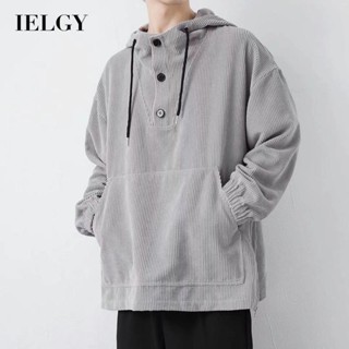Ielgy ชุดเบสบอล เสื้อฮู้ดลําลอง ผ้าลูกฟูก สําหรับผู้ชาย