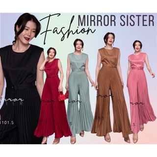 Jumpsuitแพทเทรินช่วงบนเป็นแขนกุดมีเสริมบ่าMirrorsister