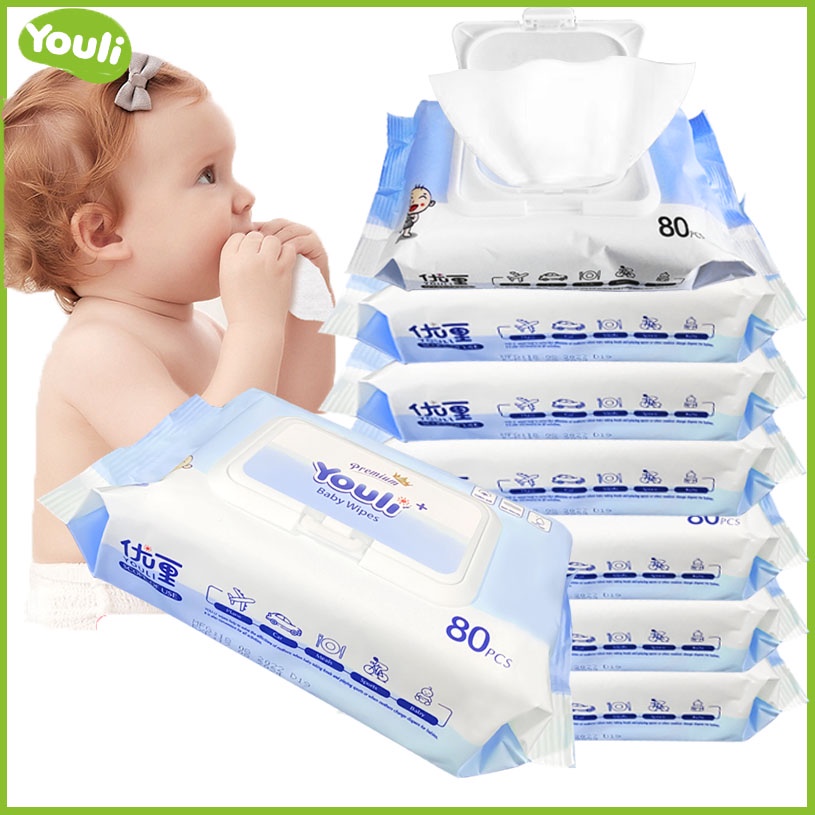 【จัดส่งตลอด 24 ชม】YOULI ทิชชู่เปียก Baby Wipes 80แผ่น กระดาษทิชชู่เปียก ผ้าเปียก ทิชชู่เปียกเด็ก ทิช