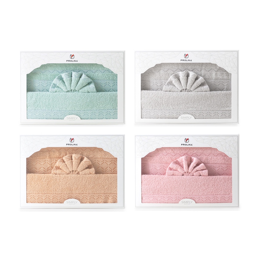 Frolina Gift Set Gemstone ผ้าขนหนูเช็ดตัวและเช็ดผม ขนาด 27x54+15x30 นิ้ว