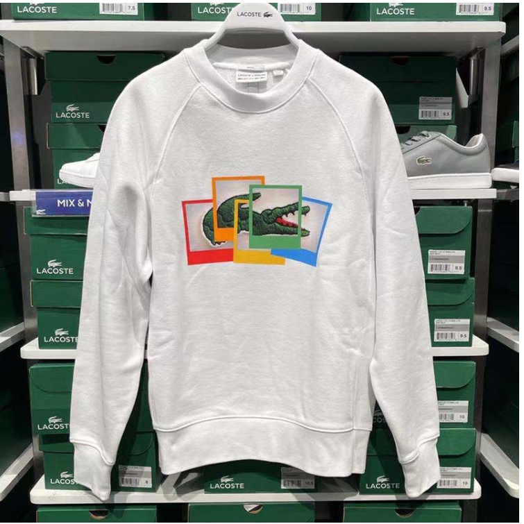 เสื้อสเวตเตอร์สไตล์เดียวกันสําหรับผู้ชายและผู้หญิง Lac แฟชั่นลําลองพิมพ์อเนกประสงค์เสื้อสวมหัวขนาดใหญ่แขนยาวเสื้อกันหนาวมีฮู้ดโลโก้คอปก+ป้าย