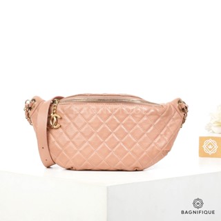 CHANEL BELT BAG PINK CALF SKIN GHW