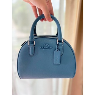 (ผ่อน0%) กระเป๋าสะพายข้าง Coach Sydney Satchel CC783 หนังแท้ สีฟ้า