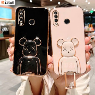 เคสโทรศัพท์มือถือ ซิลิโคนนิ่ม ลายหมี พร้อมขาตั้ง หรูหรา สําหรับ Huawei Y6P 2020 Y7A Nova 5T 8i 7i 7SE 3i Y9S Y7 Pro Y9 Prime 2019 P30 Lite